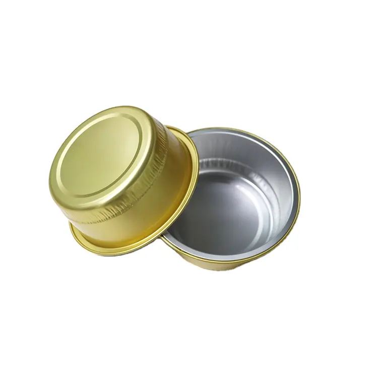 Золотой круглый алюминиевый контейнер из фольги, металлическая миска для хранения, алюминиевый лоток для еды, для пищевых продуктов на вынос