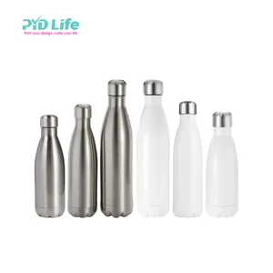 批发350毫升500毫升750毫升定制银色运动水瓶带定制标志真空不锈钢绝缘水瓶