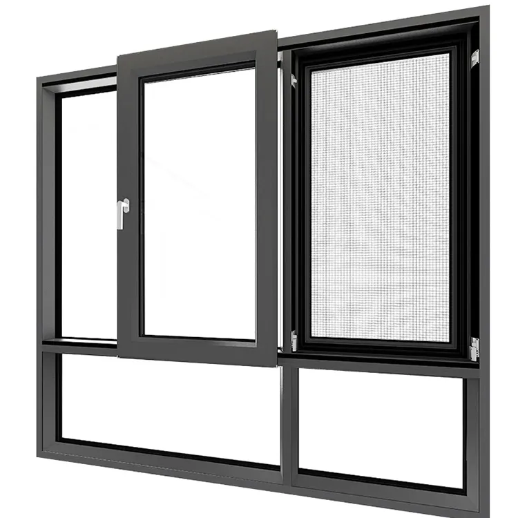 住宅用二重ガラス出窓ドリフトウィンドウ: シンプルでモダンなアルミニウム製スライディングウィンドウ