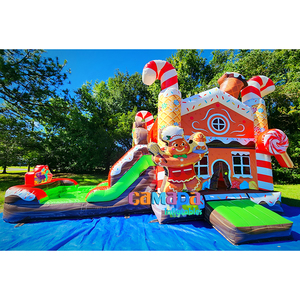 Gran Oferta: Castillo Hinchable de Jengibre para Navidad, Castillo Hinchable de PVC con Tobogán Combinado Temática Tierra de Dulces, con Soplador de Aire - Product Image 1
