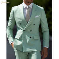 Costume d'affaires 2 pièces léger et personnalisé pour homme : Tissu peigné infroissable pour mariage estival, plage, bal de promo, vacances