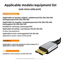 Câble en cuivre de type C vers micro USB 3.0 pour le transfert de données des disques durs externes.
