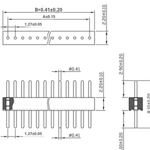 Conector <span class=keywords><strong>Bonico</strong></span> PH1.27*2.2-1*10T de Latón con Contactos de PPS Electrochapados, Espaciado de 1.27mm, Altura de Plástico 2.2, Fila Única, Inserción Directa - Product Image 5