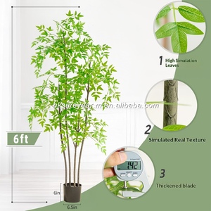 Árbol Artificial de Nandina Domestica, Maceta Grande, Bambú Sagrado Nórdico, Follaje Artificial para Decoración de Interiores, Hogar, Oficina, Jardín, 210 cm - Product Image 3