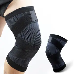 Perbarui bantalan lutut olahraga bantalan lutut elastis dukungan penjepit pelindung medis untuk Hitam