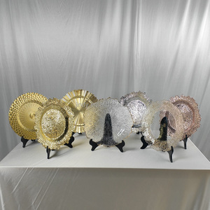 Assiettes de présentation rondes en plastique pour mariage, 13 pouces, dorées, électroplatées, style vintage, pour décoration de table - Product Image 4