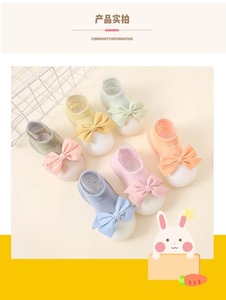 Grosir kaus kaki bayi perempuan pita, sepatu jalan bayi gaya putri, kaus kaki bayi sol lembut Anti selip katun lucu - Product Image 6