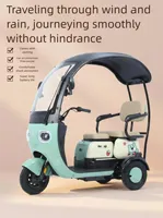 Tricycle électrique 3 places avec auvent pare-soleil, démarrage à distance, antivol, scooter familial, batterie au plomb 60V 72V double usage