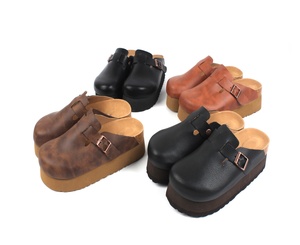 Mules plates d'extérieur de haute qualité, sabots en cuir véritable et <span class=keywords><strong>daim</strong></span> pour hommes et femmes, sandales sabots en liège - Product Image 6