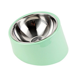 Bol incliné en acier inoxydable pour animaux de compagnie, support de cou à 15 degrés, anti-déversement pour chats et chiens, facile à nettoyer, forme arrondie - Product Image 5