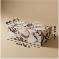 Table basse rectangulaire de luxe en marbre Calacatta Viola avec socle creux, ensemble de tables de salon pour villa, hôtel, salon