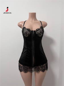 G1320-2026 Nuovo Prodotto Sexy Abito Mini Nero Senza Colletto Aderente in Pizzo con Struttura a Lisca di Pesce per Donne - Product Image 2