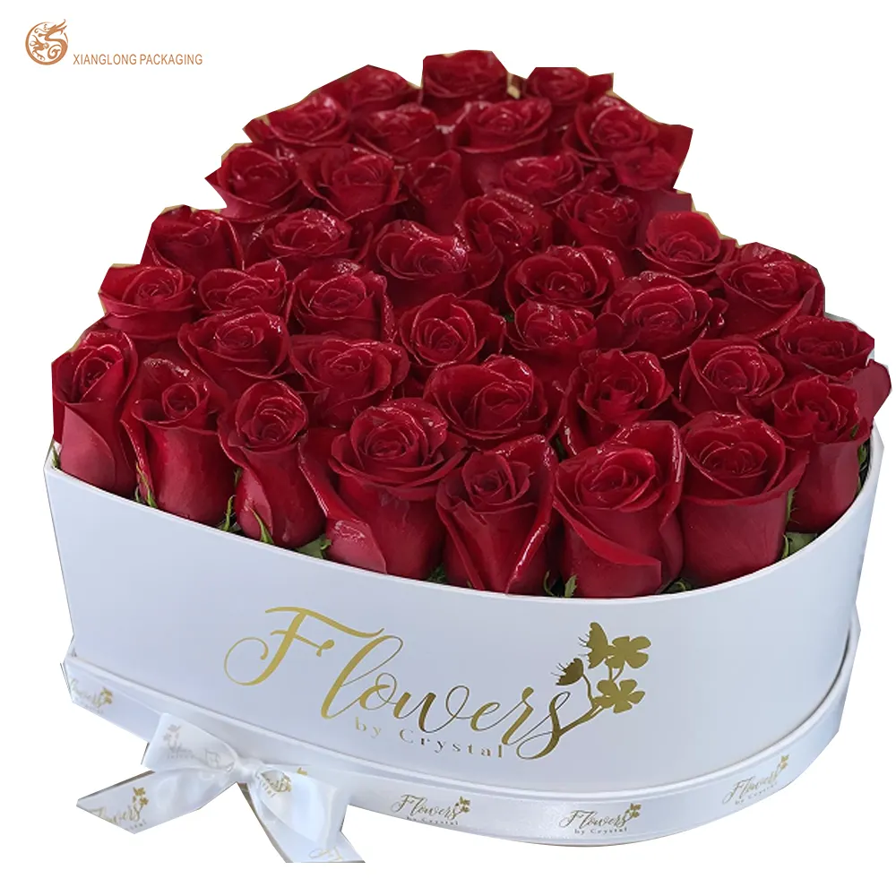 Özelleştirilmiş iyi fiyat fabrika toptan kalp şeklinde düğün gül çiçek kutuları