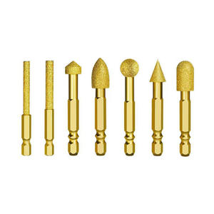 Juego de 7 cabezales de pulido de diamante Big Iron Ox con acabado dorado para pulir y taladrar metal, piedra y hierro fundido - Product Image 1