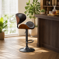 Tabouret de bar pivotant en cuir rustique avec base en acier réglable en hauteur, pour usage commercial, salle à manger et hôtel