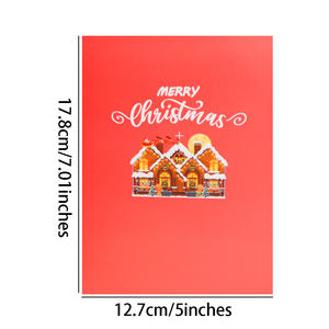 Creative Gingerbread House Árbol de Navidad Muñeco de nieve Almendra Candy Stick Guirnalda de Navidad Corriendo Elk Feliz Navidad Tarjeta emergente 3D - Product Image 6