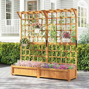 Letto da giardino rialzato <span class=keywords><strong>con</strong></span> fioriera <span class=keywords><strong>in</strong></span> <span class=keywords><strong>legno</strong></span> a <span class=keywords><strong>traliccio</strong></span> w 2 pensili da giardino <span class=keywords><strong>con</strong></span> pensile da giardino <span class=keywords><strong>con</strong></span> piastra amovibile - Product Image 1