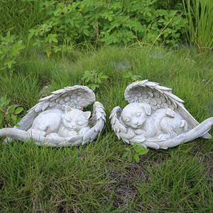 Creative Resin Statue for Home Garden Decoration Cartoon Animal Figurine Ornament Hand Painted Angel <strong>Dog</strong> Cat Memorial Tombstone - Product Image 3