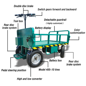 Yeni ürün pil kumandalı elektrikli kargo arabası sepeti şantiye için ağır elektrikli düz taşıma Handcart - Product Image 6