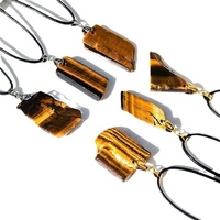 Collar con Colgante de Ojo de Tigre Amarillo Natural Estilo Boho, Piedra de Cuarzo Cristalino Pulido Irregular, Espécimen Mineral Curativo, Moda