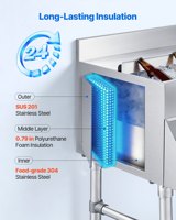 Bac à glace commercial avec évier et robinet en acier inoxydable, glacière de 60 litres, chariot refroidisseur, unité à cocktails pour bar, restaurant, pub
