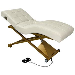 Luxury Modern White PU Gold Salon Furniture 1 Motor <b>Electric</b> Facial Beauty Massage Bed Cosmetic <b>Table</b> Chair Facial Spa Lash Bed - Product Image 3