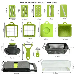 เครื่องครัวอุปกรณ์หั่นผักและผลไม้เครื่องสับอเนกประสงค์16ชิ้น/เซ็ต