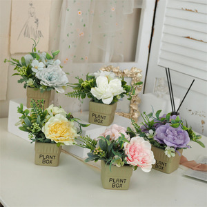 Mountain Camellia Rose Retro Ceramic Artificial Flower Mini Potted Bonsai Set Home Decor Craft Art <b>Ornament</b> For Indoor Display - Product Image 1