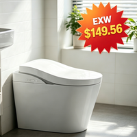 Toilette intelligente moderne à siphon, chasse d'eau puissante, étanche IPX4, couvercle automatique, fonction bidet pour appartement et rénovation de maison