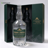 Bouteille à spiritueux vide en verre transparent 1L (1000ml) en verre silex de haute qualité pour whisky et vodka, étiquette personnalisée disponible