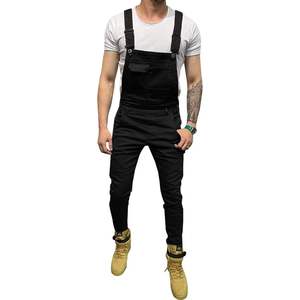 Combinaison en jean slim pour homme 2025 avec poches, style streetwear hip-hop, décontractée, grande taille, salopette à bretelles, lavage coloré - Product Image 2
