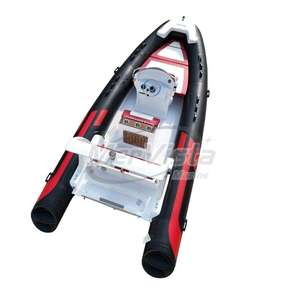 Bateau pneumatique à rames en fibre de verre Hypalon de 580 cm (19 pieds) de couleur noir et rouge pour la pêche - Product Image 3