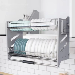 Étagère de séchage de vaisselle moderne en acier inoxydable avec 2 étagères, élévateur de rangement de cuisine - Product Image 1