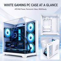 Boîtier PC Gaming ATX Mid Tower Blanc OEM d'Usine avec Verre Trempé sur 3 Côtés, Supporte GPU 400mm, Refroidisseur CPU 165mm, 7 Ventilateurs