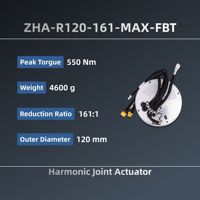 Actionneur robotique harmonique ZBDynamiX ZHA-R120-161-MAX-FBT, diamètre extérieur 120 mm, rapport de réduction 161:1, poids 4600 g, couple de pointe 550 Nm