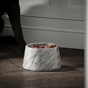Moderna decorazione in marmo di pietra naturale per uso domestico rotondo Nero Nero Portoro in marmo per animali domestici gatto cane ciotola alimentatore per la casa - Product Image 3