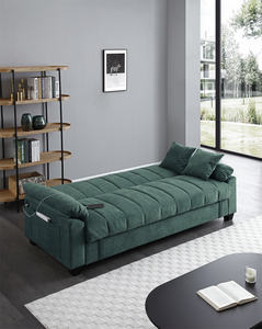 Canapé-lit convertible en tissu velours avec rangement et port de charge USB pour salon, appartement, chambre à coucher, bureau - Product Image 6