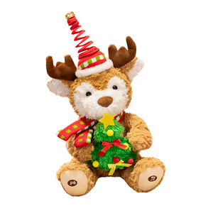 Vente chaude doux électrique wapiti figurine électrique chantant poupée avec écharpe chapeau peluche dessin animé doux noël enfants cadeau - Product Image 1