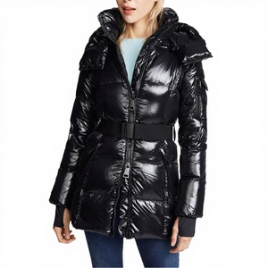Chaqueta Acolchada con Capucha Brillante de Alta Calidad para Mujer, Chaqueta de Invierno Ecológica de Nailon Acolchado con Logotipo Personalizado - Product Image 2
