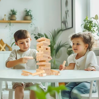 Blocs de construction en bois de haute qualité, 54 pièces, jeu de bureau DIY, petite taille, unisexe, interactif parent-enfant, 'empilage de bûches', basculant