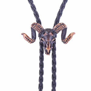 Collier pendentif en métal en forme de tête de chèvre de marque de mode, <span class=keywords><strong>cravate</strong></span> bolo en cuir argenté personnalisée style western <span class=keywords><strong>cowboy</strong></span> - Product Image 3
