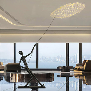 Luci Creative a nuvola grandi ornamenti FRP di lusso Hotel reparto vendite pavimento-materiale in resina scultura umanoide - Product Image 3