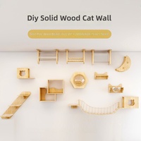 Arbre à chat en bois massif personnalisable avec combinaison modulable DIY, poteau à gratter, plateforme de saut et niche pour chat