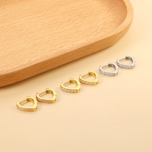 Nueva Moda 2024, Nuevo Estilo, Joyería de Acero Inoxidable Chapada en Oro de 18k, Pendientes de Aro con Forma de Corazón con Circonitas Rosas y Blancas para Mujer - Product Image 6