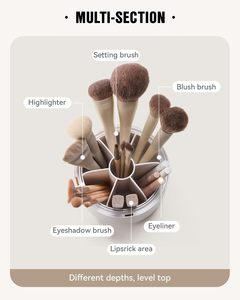OEM & OED, Design professionale <span class=keywords><strong>porta</strong></span> pennelli trucco personalizzato 360 ° rotante con coperchio antipolvere, materiale impermeabile, 7 scomparti - Product Image 5