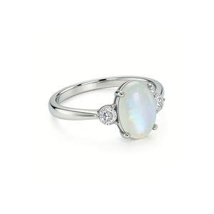 Bague de fiançailles personnalisée en or massif 10K/14K avec diamant de laboratoire taille ovale et pierre de naissance VS, pour unisexe, idéale pour les fêtes, luxe, opale d'octobre - Product Image 1