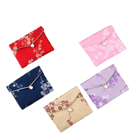 Recyclable Petit Satin Soie Brocart Broderie Bijoux Pochette Sac Style Chinois avec Bouton pour Écologique Emballage Cadeau