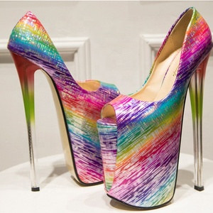 Chaussures de scène personnalisées pour femmes, plateforme extrême de 14 cm, taille 47, escarpins de danseuse de pole dance à bout ouvert, talon de 22 cm, chaussures de modèle - Product Image 4