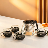 Service à thé en verre à cinq pièces, grande capacité, pour la maison, avec filtre Kung Fu, vaisselle pour restaurants, ensembles café et thé, théière