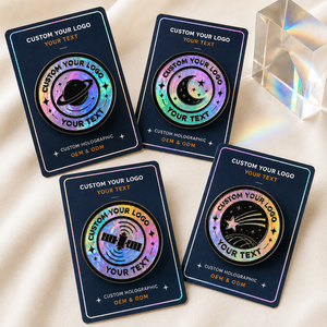 Ensemble de broches rondes personnalisées en nickel noir holographique Cosmic Prism - Product Image 2